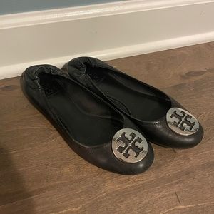 Tori Burch Black & Silver flats
